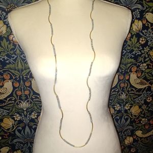 46" grey/blue bead and goldtone necklace